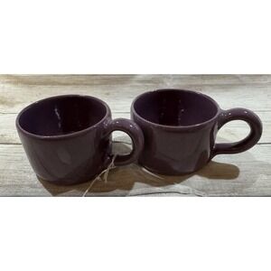 Set of 2 Vintage BB Bybee Pottery KY Purple Thumb Rest Coffee Mug Handmade